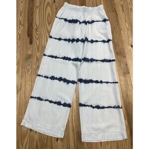 Tribal Womens Pants Size P/S Blue White Tie Dye Pull On Wide Leg Relaxed Fit